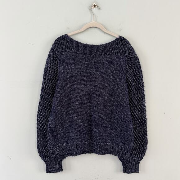 NWT Tommy Bahama Shimmer Balloon Sleeve Island Navy Blue Wool Blend Sweater - Picture 3 of 5